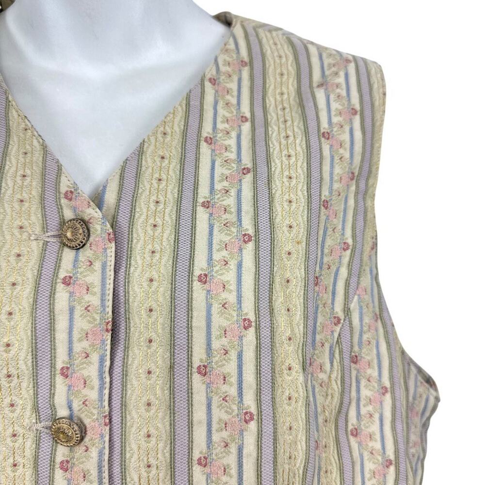 Liz Claiborne Lizsport Vintage Cottagecore Floral Pastel Vest Cotton Blend 16 - Picture 6 of 16